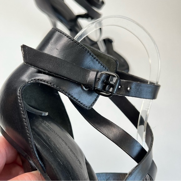 Alexander WANG Stella Black Textured Leather Sexy Buckle Sandals Stilettos Heels - Picture 6 of 16